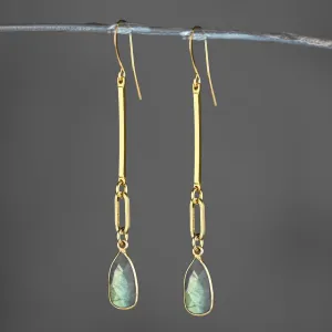 Classic Bar Oval Semi Precious Tear Drop Earrings