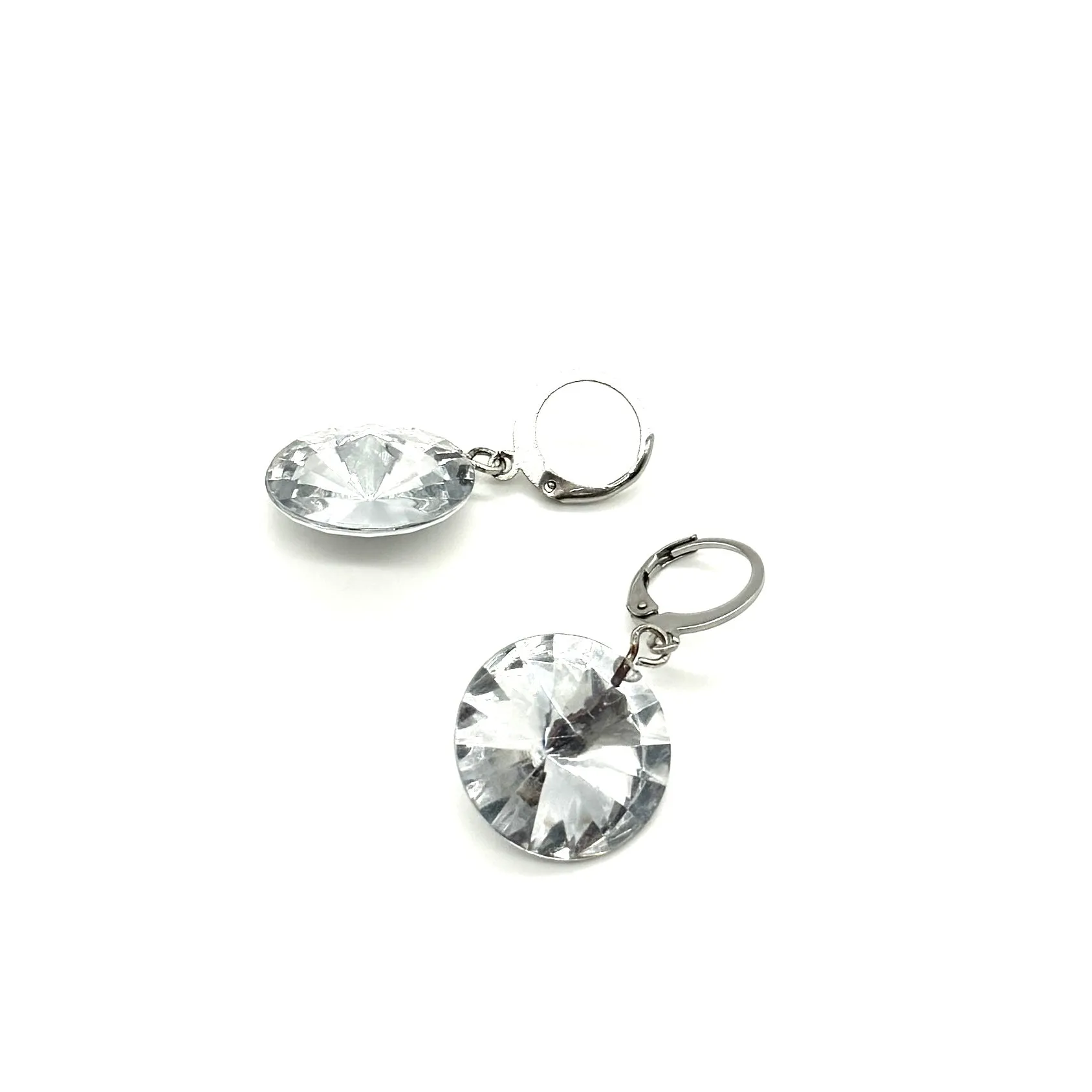 Clear Silver Shine On Rivoli Earrings