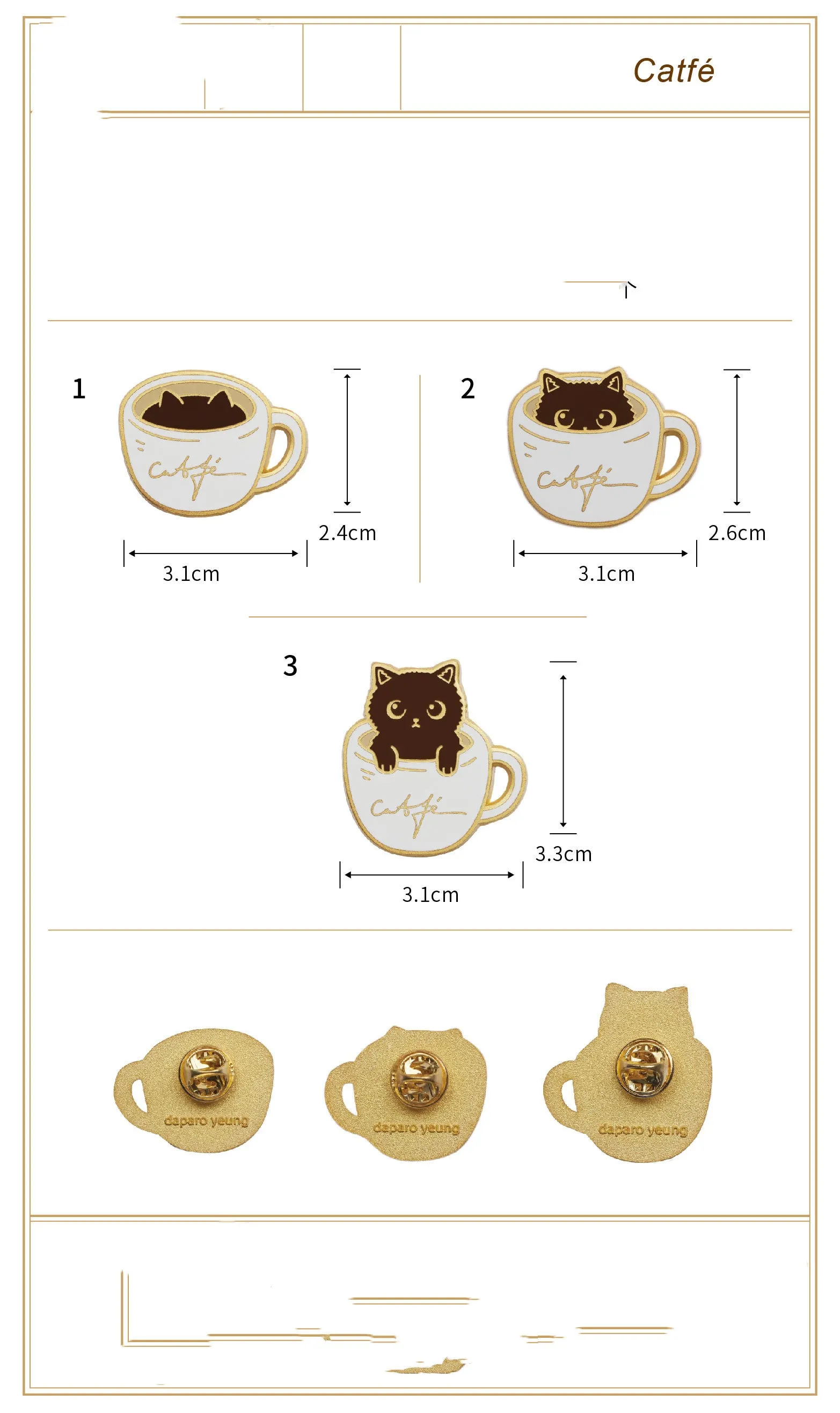 Coffee Cat Designer Original Brooch Creative Badge Cute Couple Cat Queen's Day Gift Jewelry