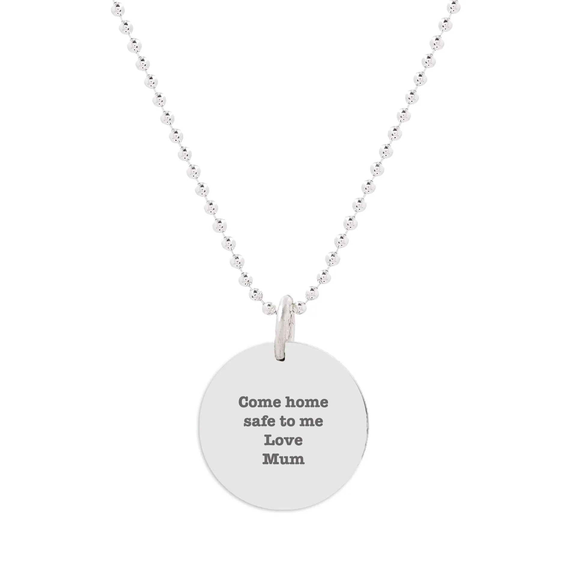 Compass Co-Ordinates Lat-Long 20mm Silver Disc Necklace