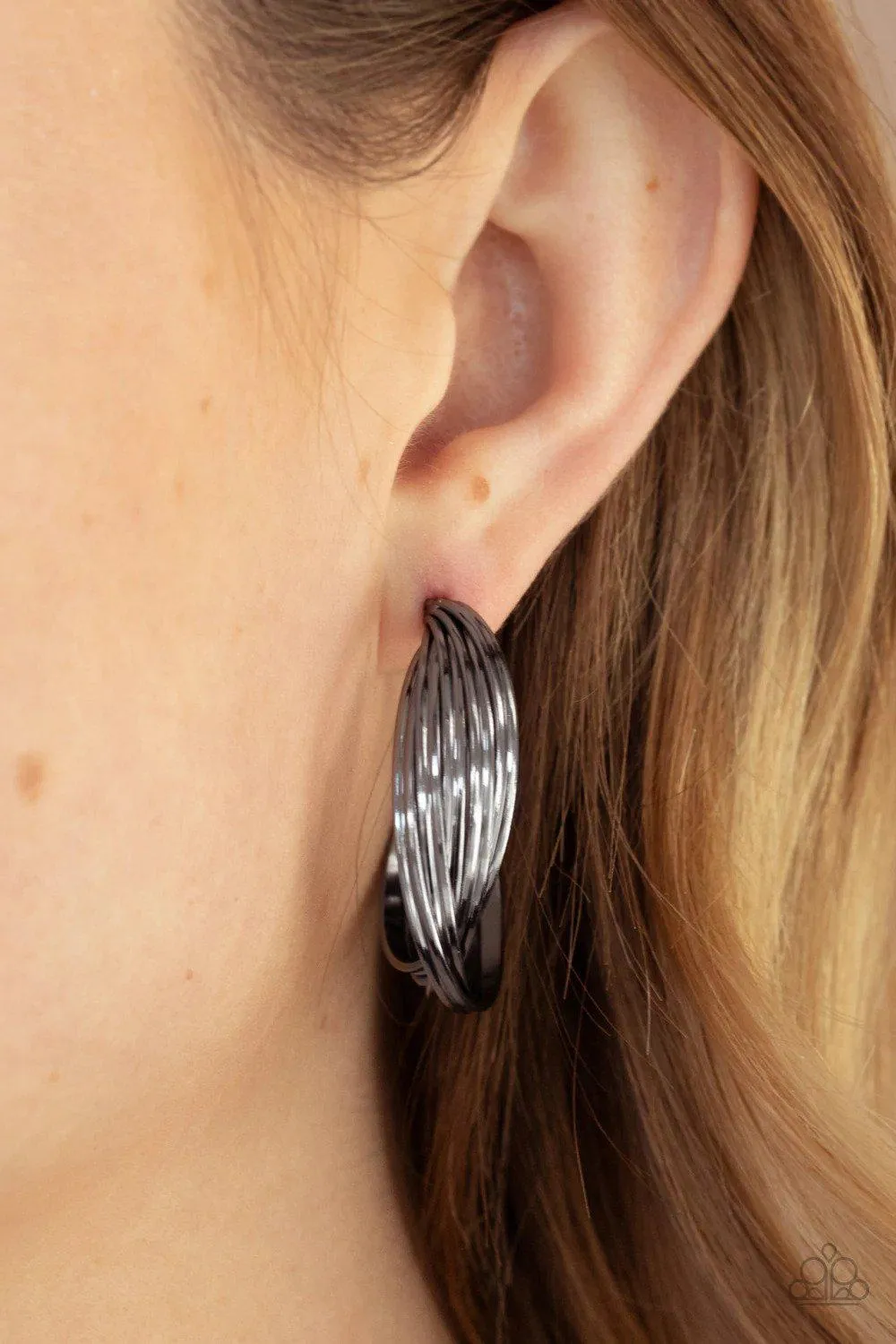 Curves In All The Right Places Black Earrings - Paparazzi Accessories