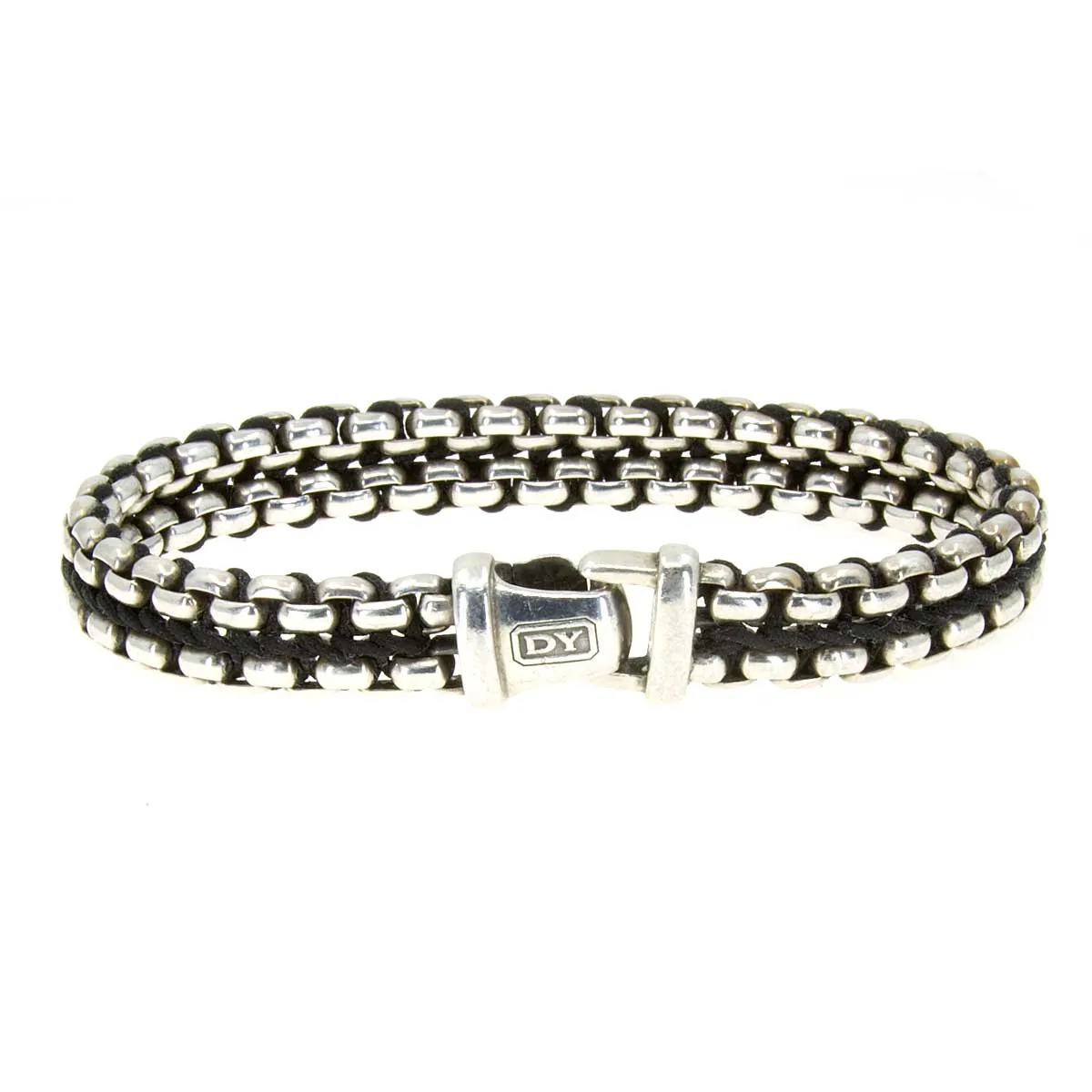 David Yurman Woven Box Chain Bracelet with Black Nylon