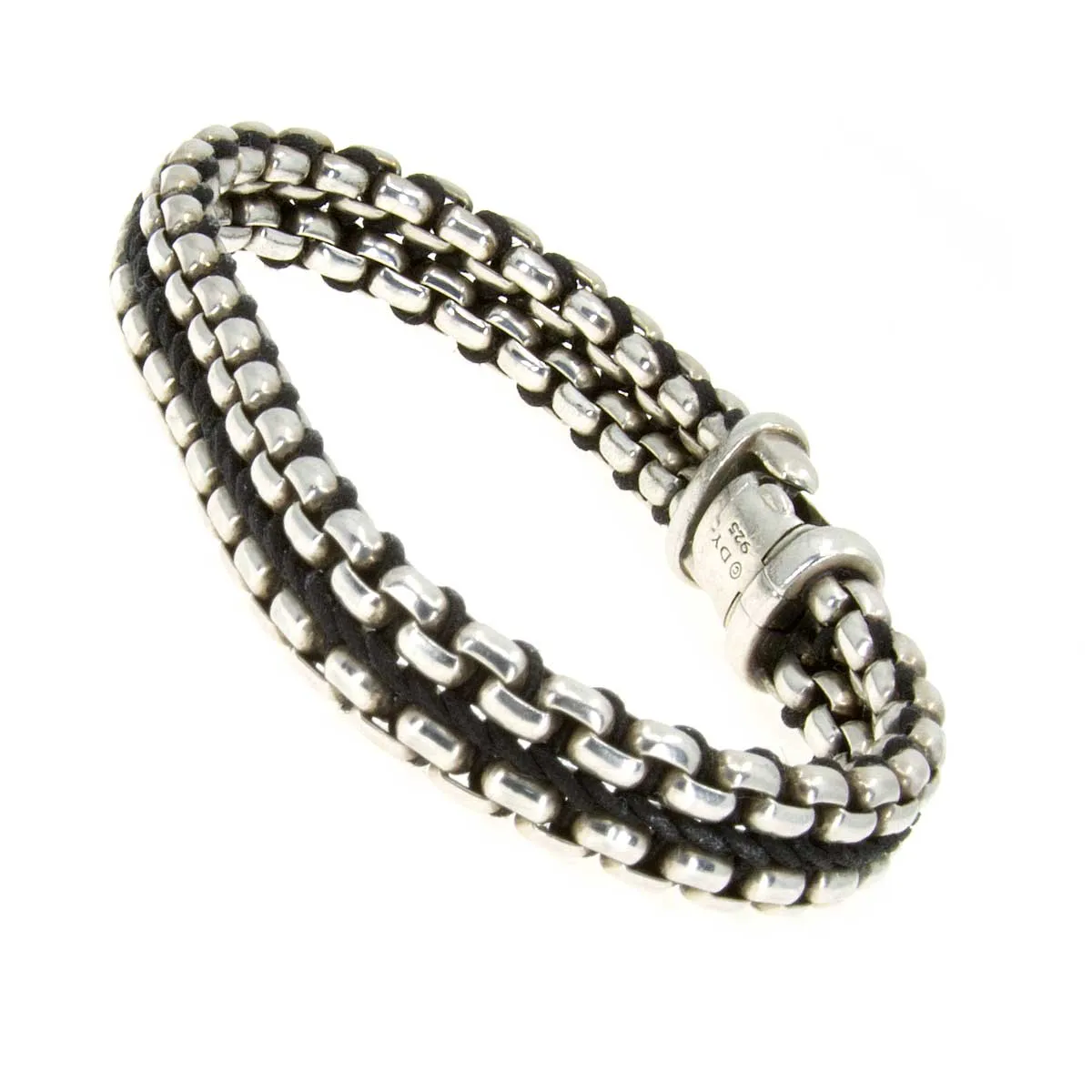 David Yurman Woven Box Chain Bracelet with Black Nylon