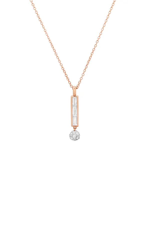 Diamond Baguette Orb Drop Necklace