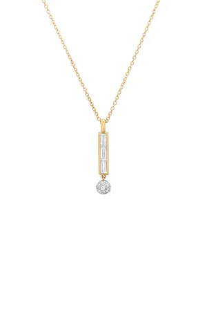 Diamond Baguette Orb Drop Necklace