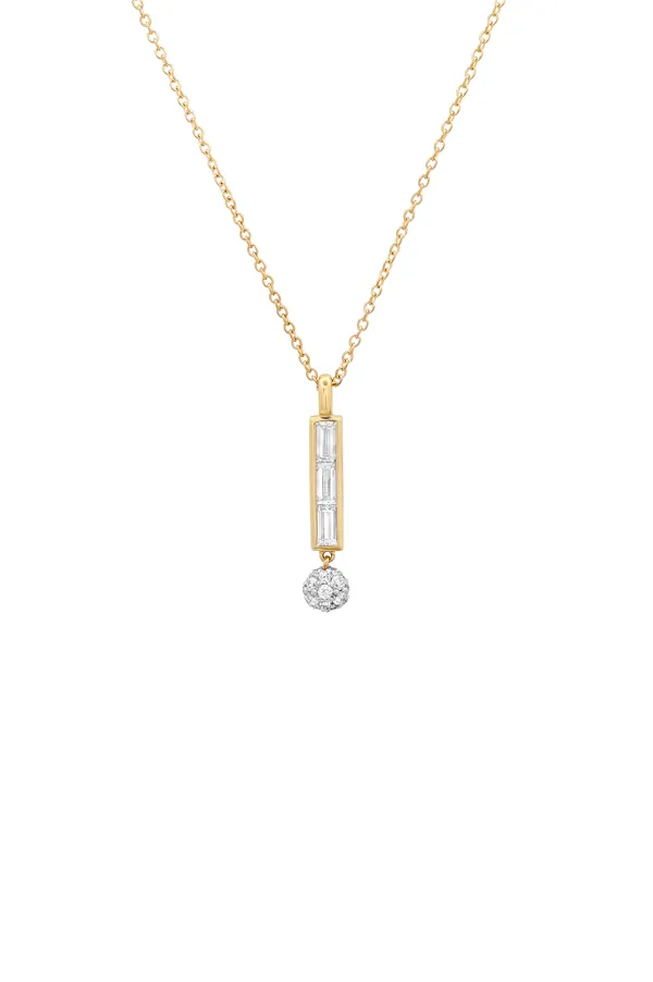 Diamond Baguette Orb Drop Necklace