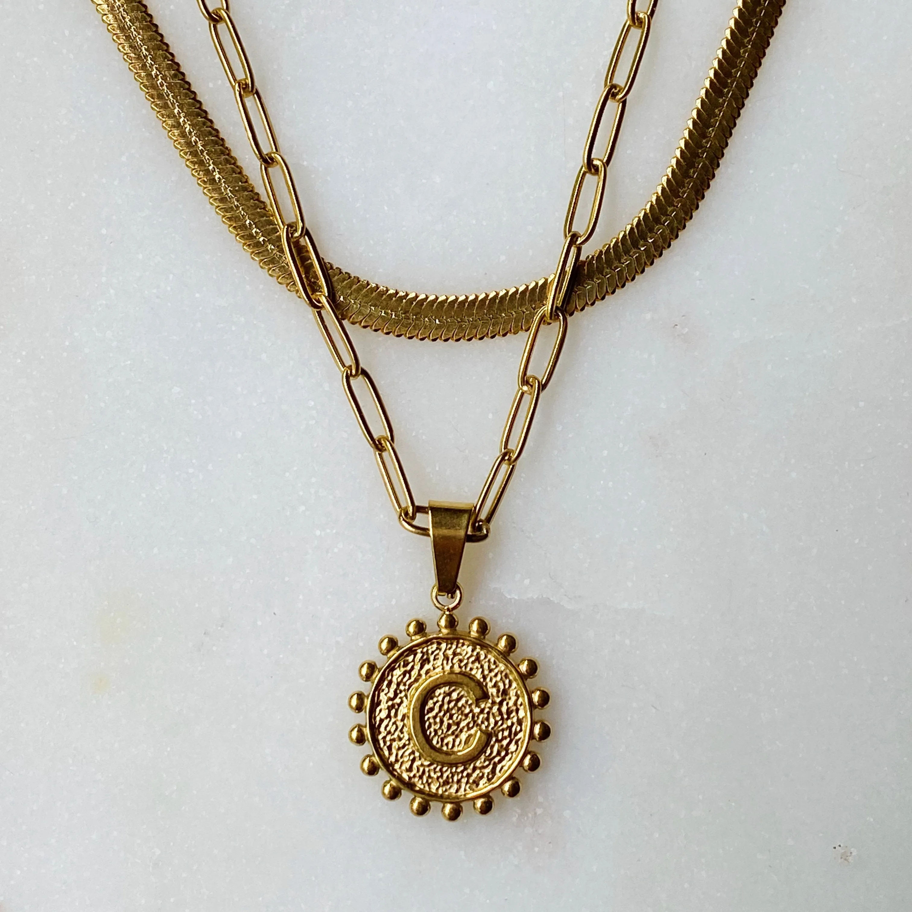 Double Chain Initial Necklace