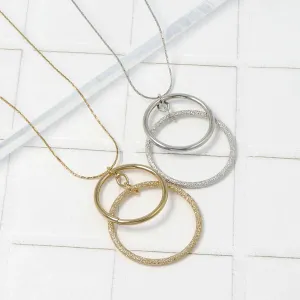 Double Circle Long Necklace