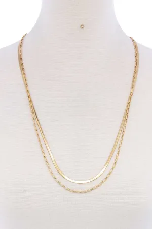 Double Layer Stylish Chain Necklace And Earring Set