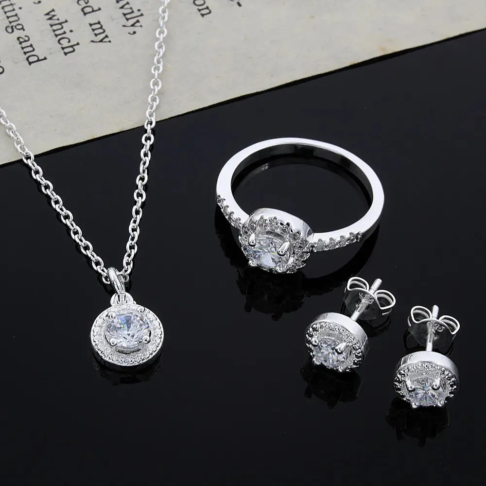 Elegant Crystal Jewelry Set in 925 Sterling Silver