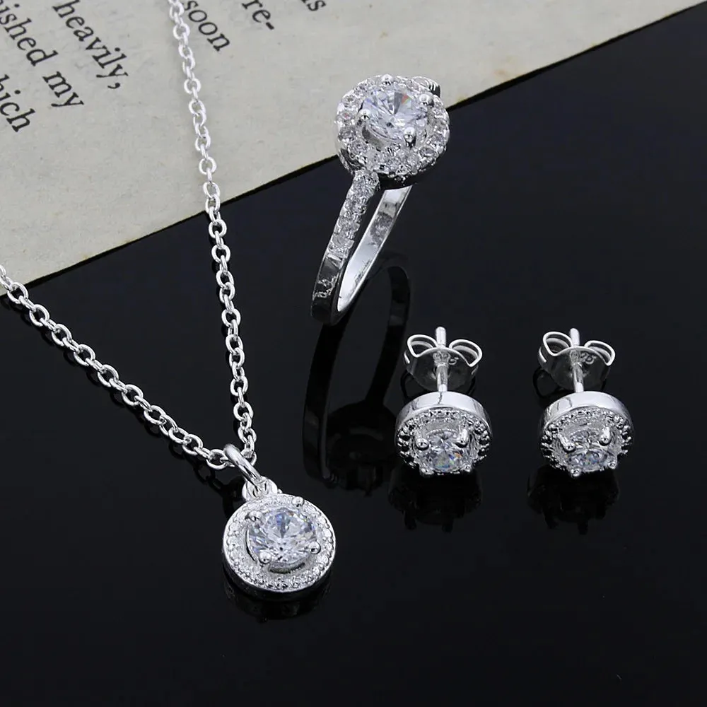 Elegant Crystal Jewelry Set in 925 Sterling Silver