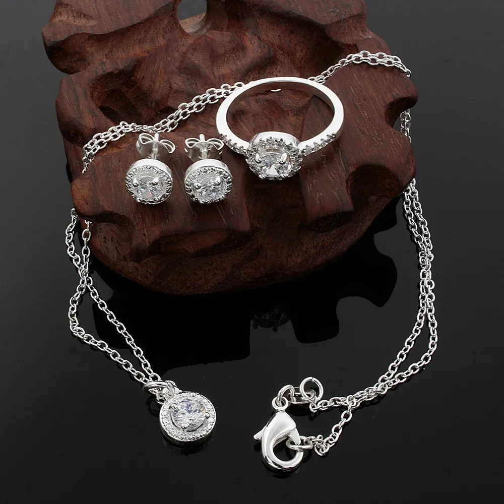 Elegant Crystal Jewelry Set in 925 Sterling Silver