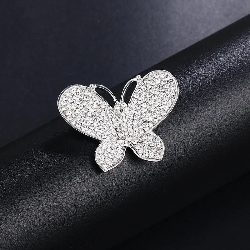 Elegant Pin Leaf Flower Butterfly Alloy Plating Inlay Rhinestones Pearl Women'S Brooches