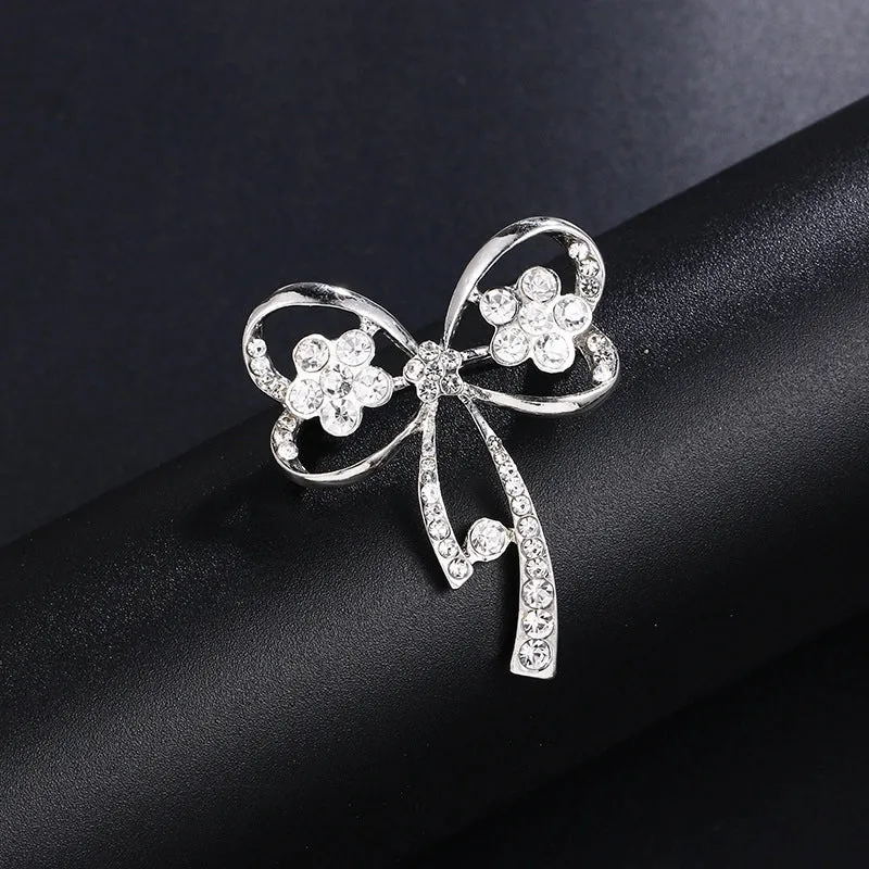 Elegant Pin Leaf Flower Butterfly Alloy Plating Inlay Rhinestones Pearl Women'S Brooches