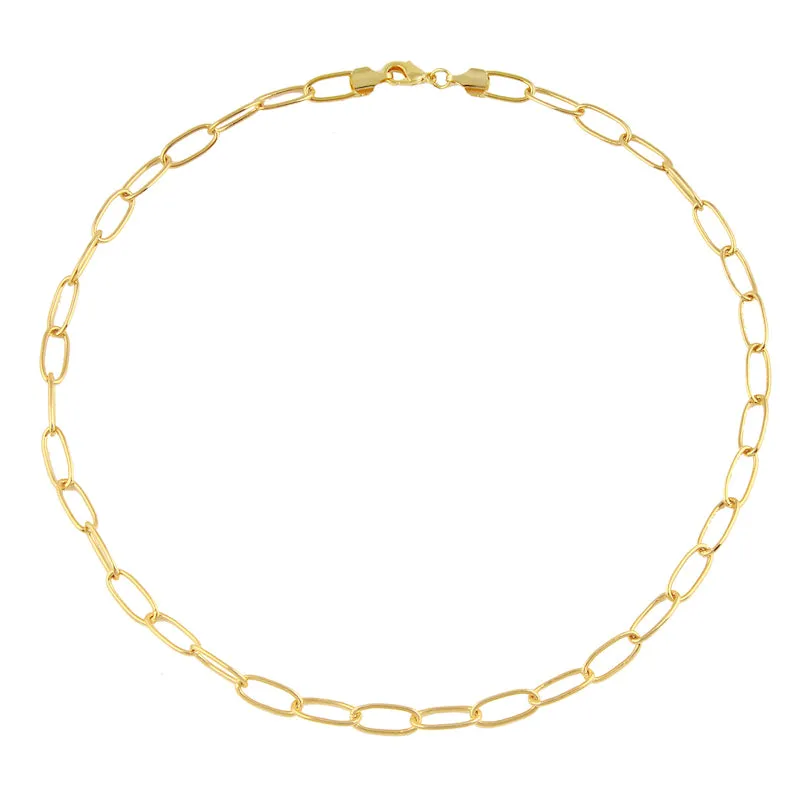 Elongated Oval Chain Necklace