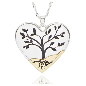 Equilibrium 3cm Tree Of Life Two Tone Heart Necklace