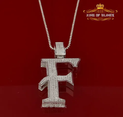 Fancy 925 Silver White Initial Letter "F" Pendant with 11.37ct Cubic Zirconia