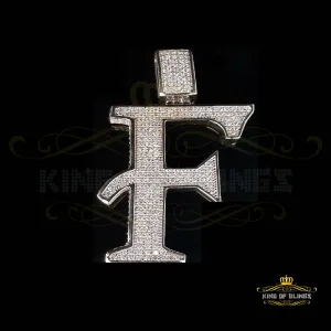 Fancy 925 Silver White Initial Letter "F" Pendant with 11.37ct Cubic Zirconia