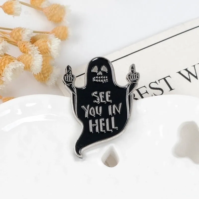 Fashion Creative New Black Cat Ghost Alloy Brooch