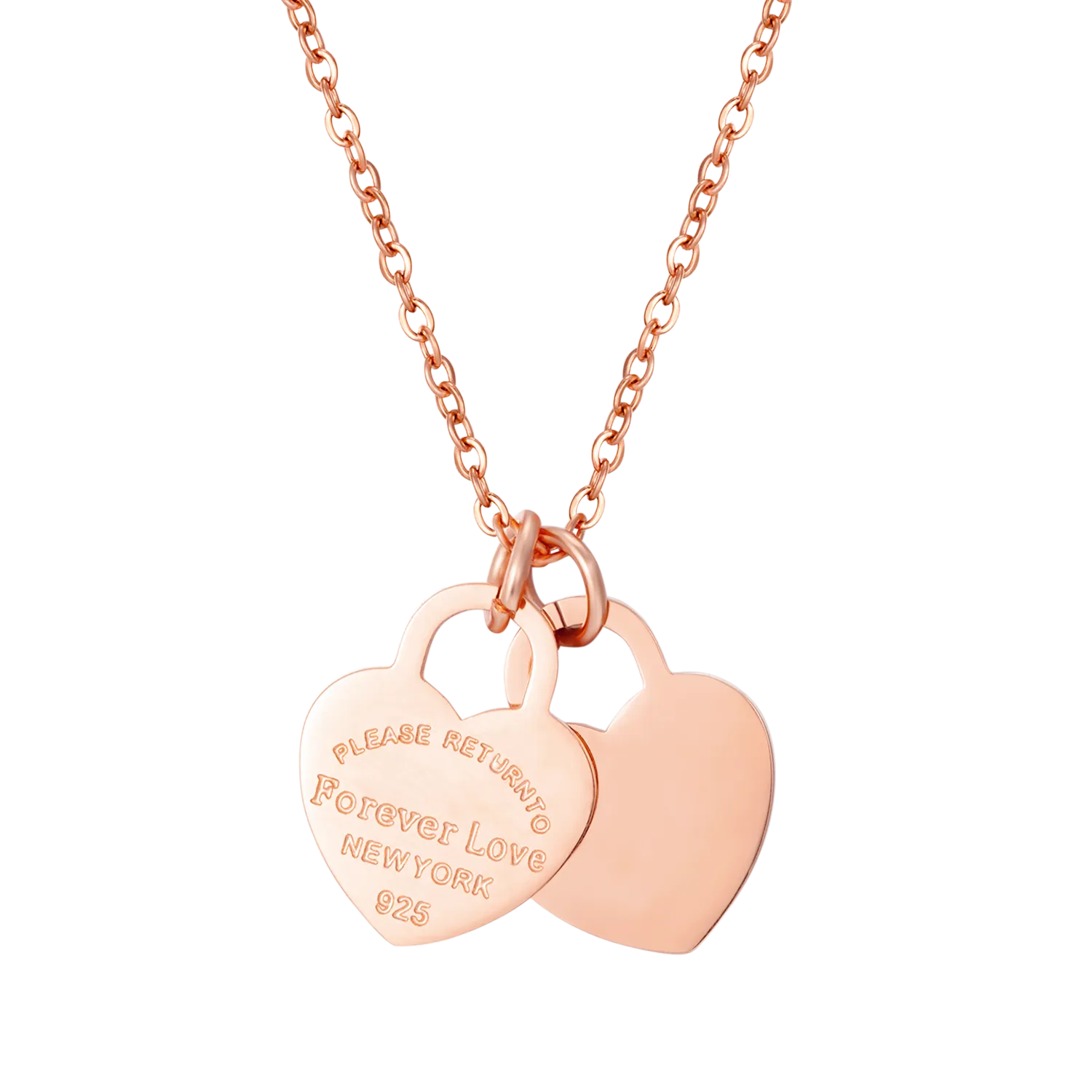 Fashion Double Heart Pendant Necklace For Women Ladies Girls Stainless Steel Necklaces Chains Wedding Jewelry Gifts