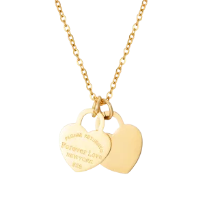 Fashion Double Heart Pendant Necklace For Women Ladies Girls Stainless Steel Necklaces Chains Wedding Jewelry Gifts