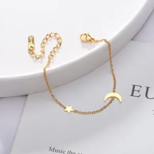 Femles's Golden Star & Moon Thin Bracelet