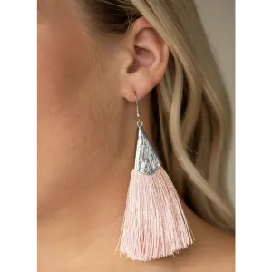 Flamingo Pink Tassle Earrings