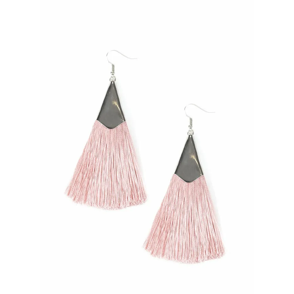 Flamingo Pink Tassle Earrings