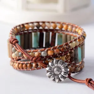 Fortune Daisy Leather Wrap Bracelet