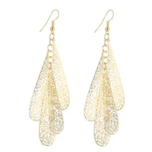 Four Layer Dangling Teardrop Earrings in Gold or Silver