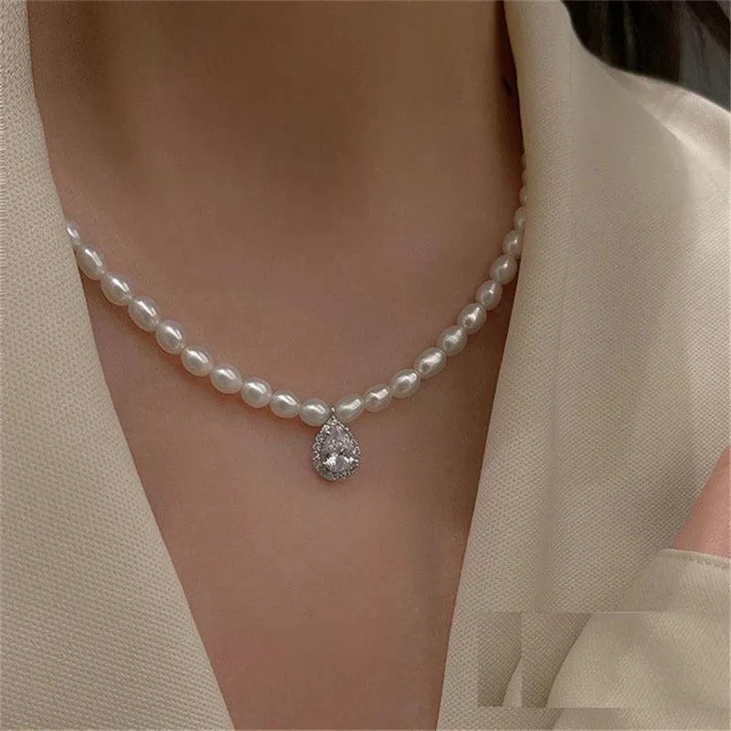 Freshwater Square Pearl Multilayer Necklace Charm Jewelry YSS0411