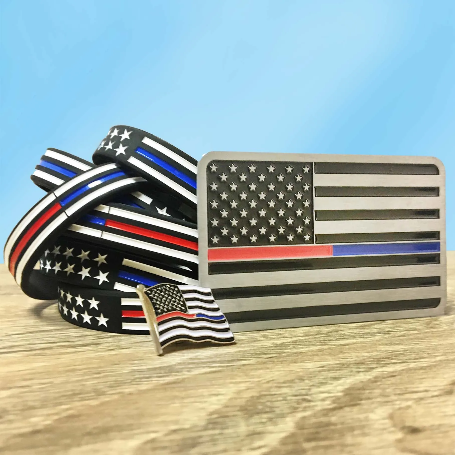 Gift Bundle - Thin Red/Blue Line American Flag