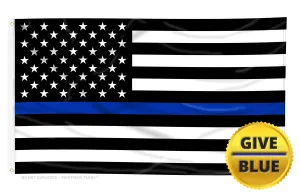 Give Blue - Thin Blue Line American Flag 3 x 5 Feet