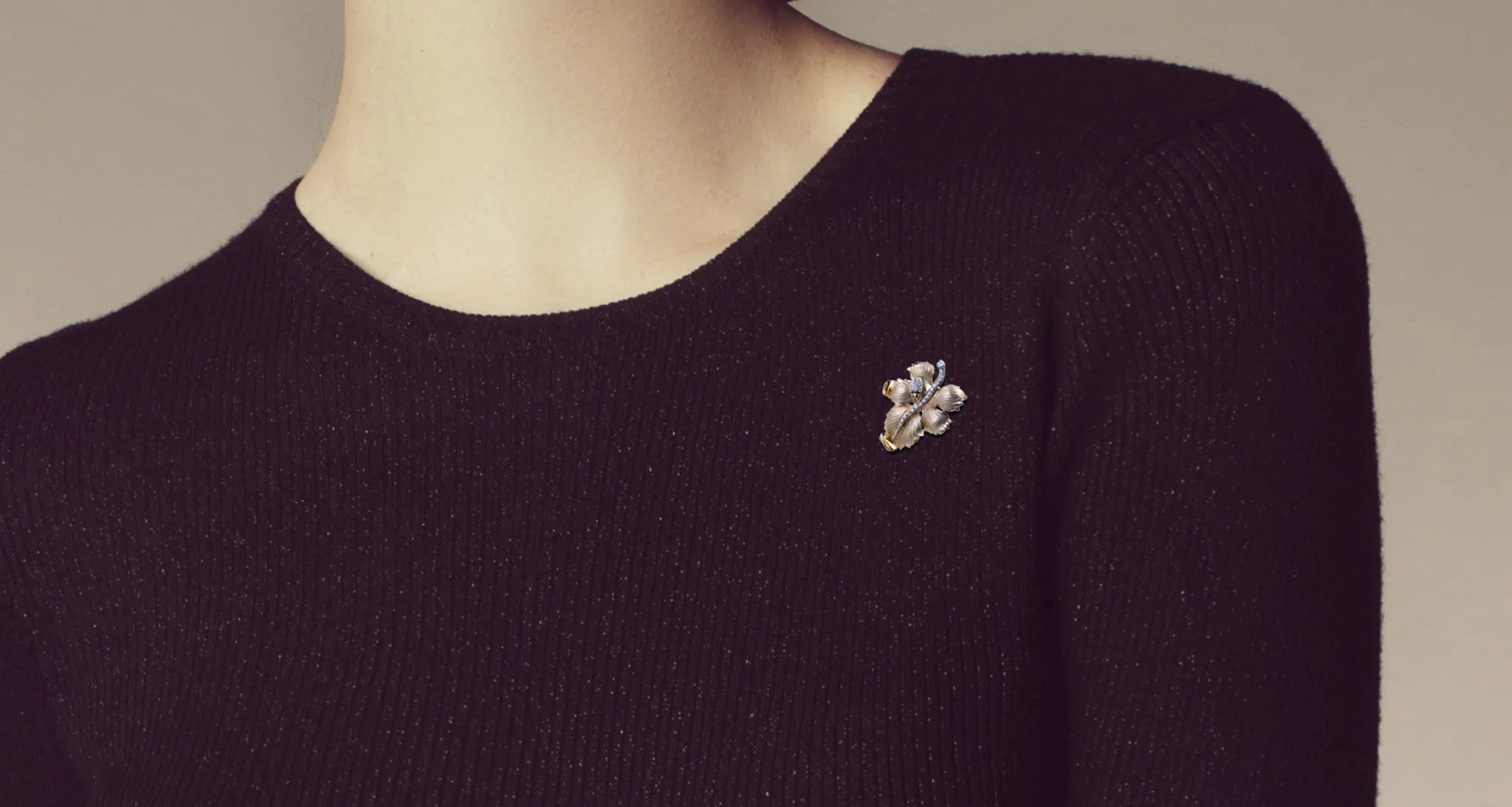 Gold & Diamond Ladybug Leaf Pin