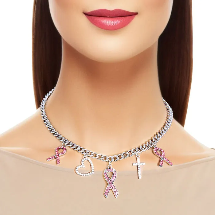 Gold Breast Cancer Charm Chain