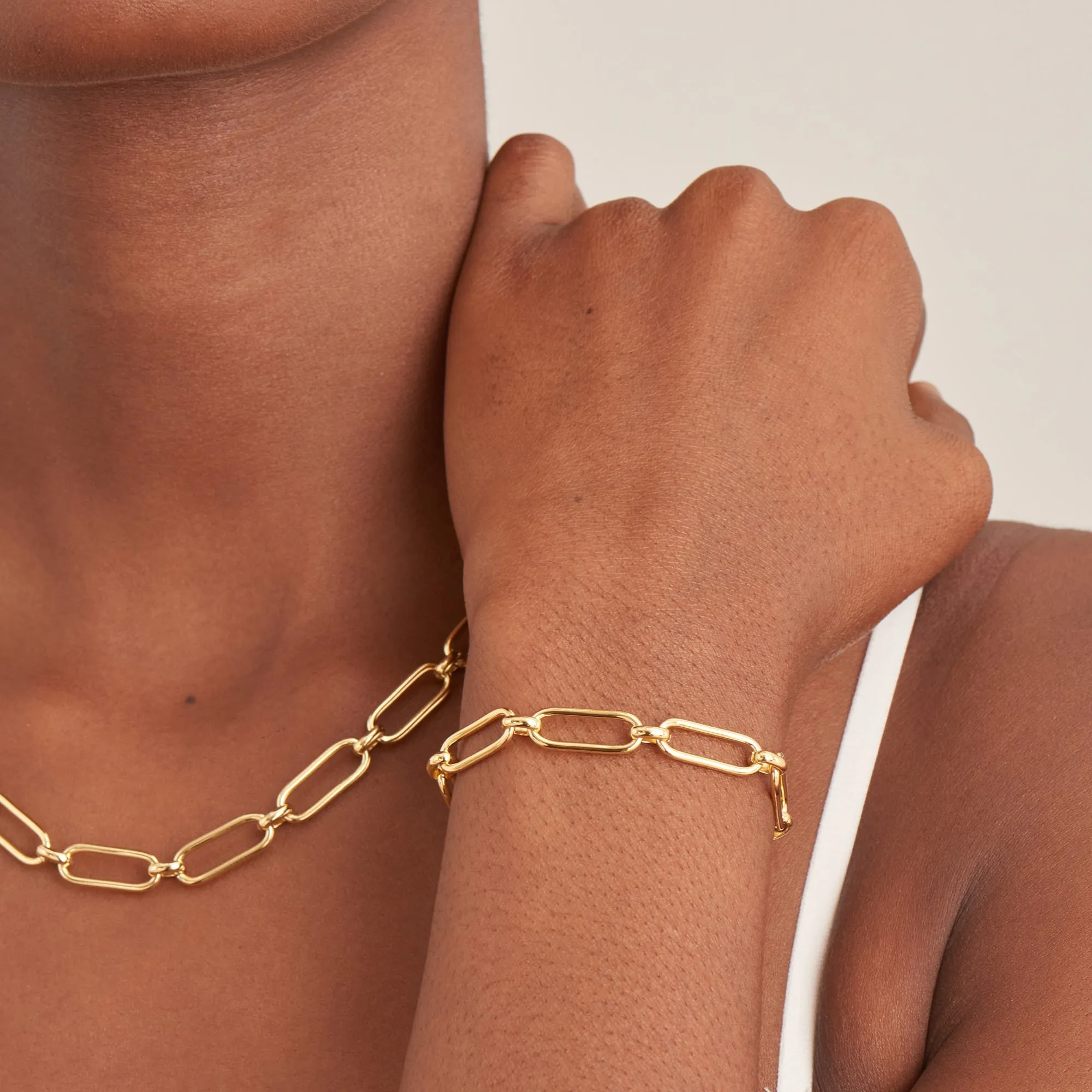 Gold Cable Connect Chunky Chain Bracelet