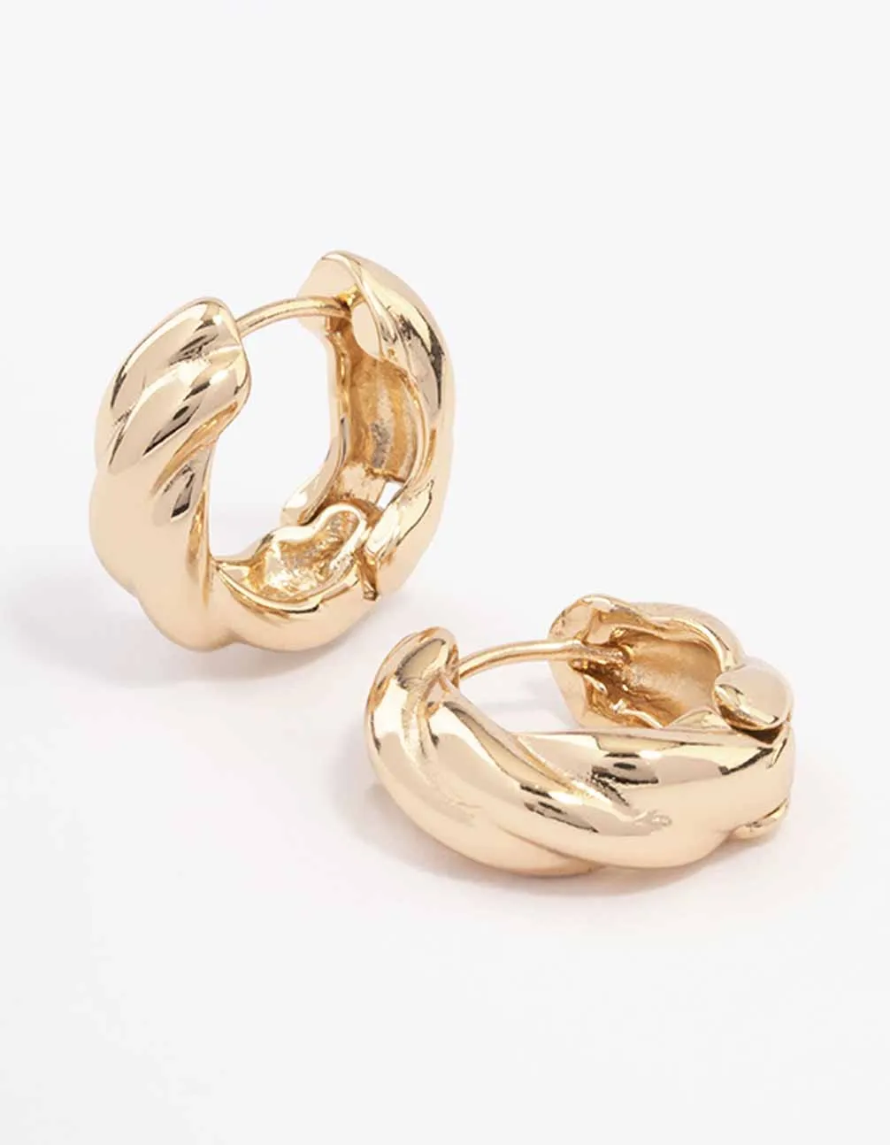 Gold Chunky Twisted Huggie Earrings