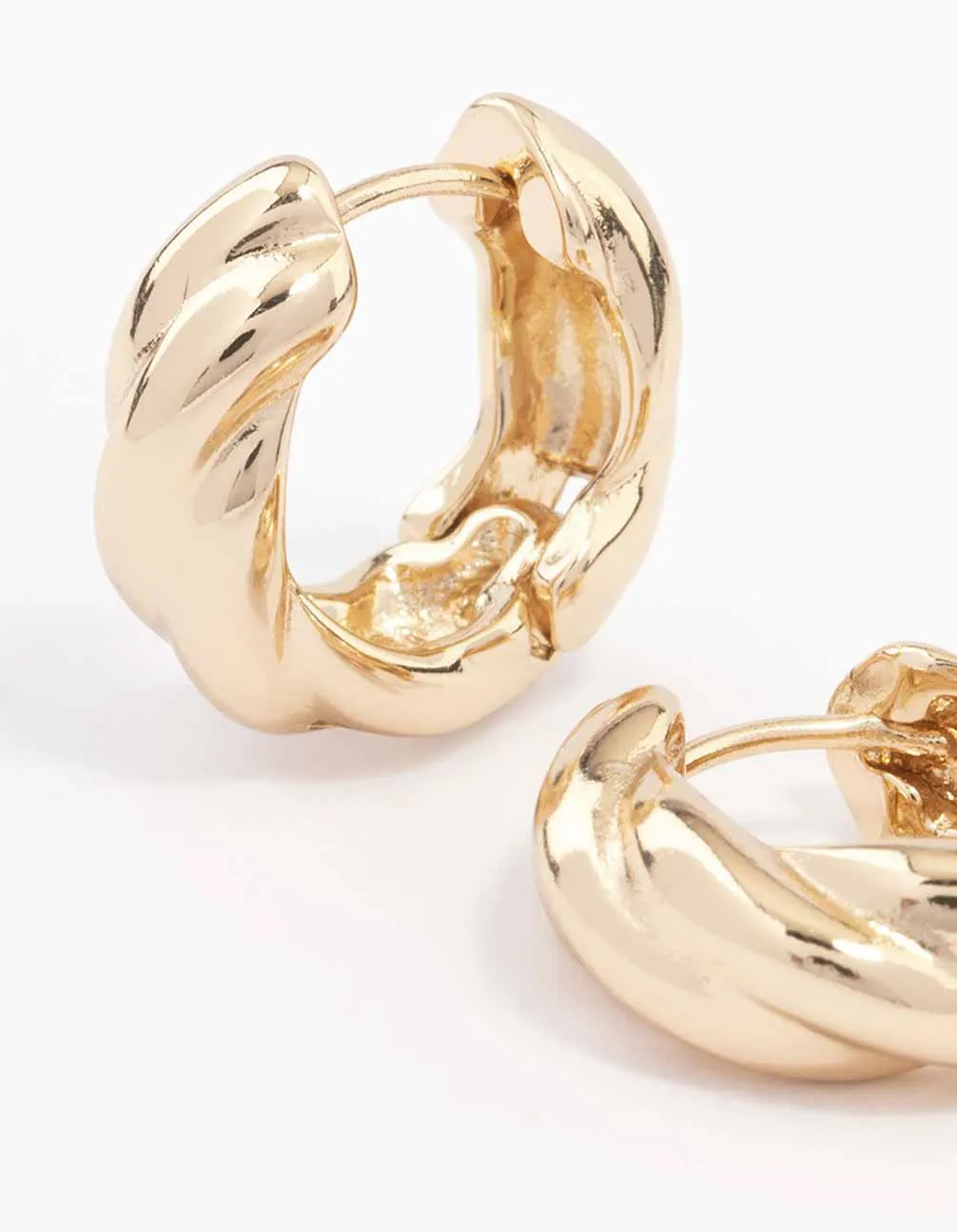 Gold Chunky Twisted Huggie Earrings