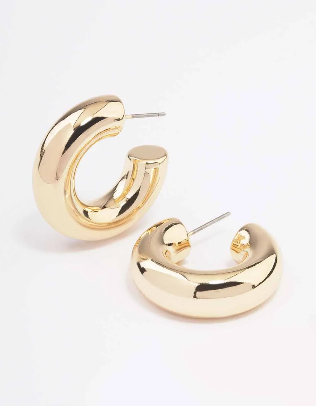 Gold Medium Chubby C-Shape Hoop Earrings