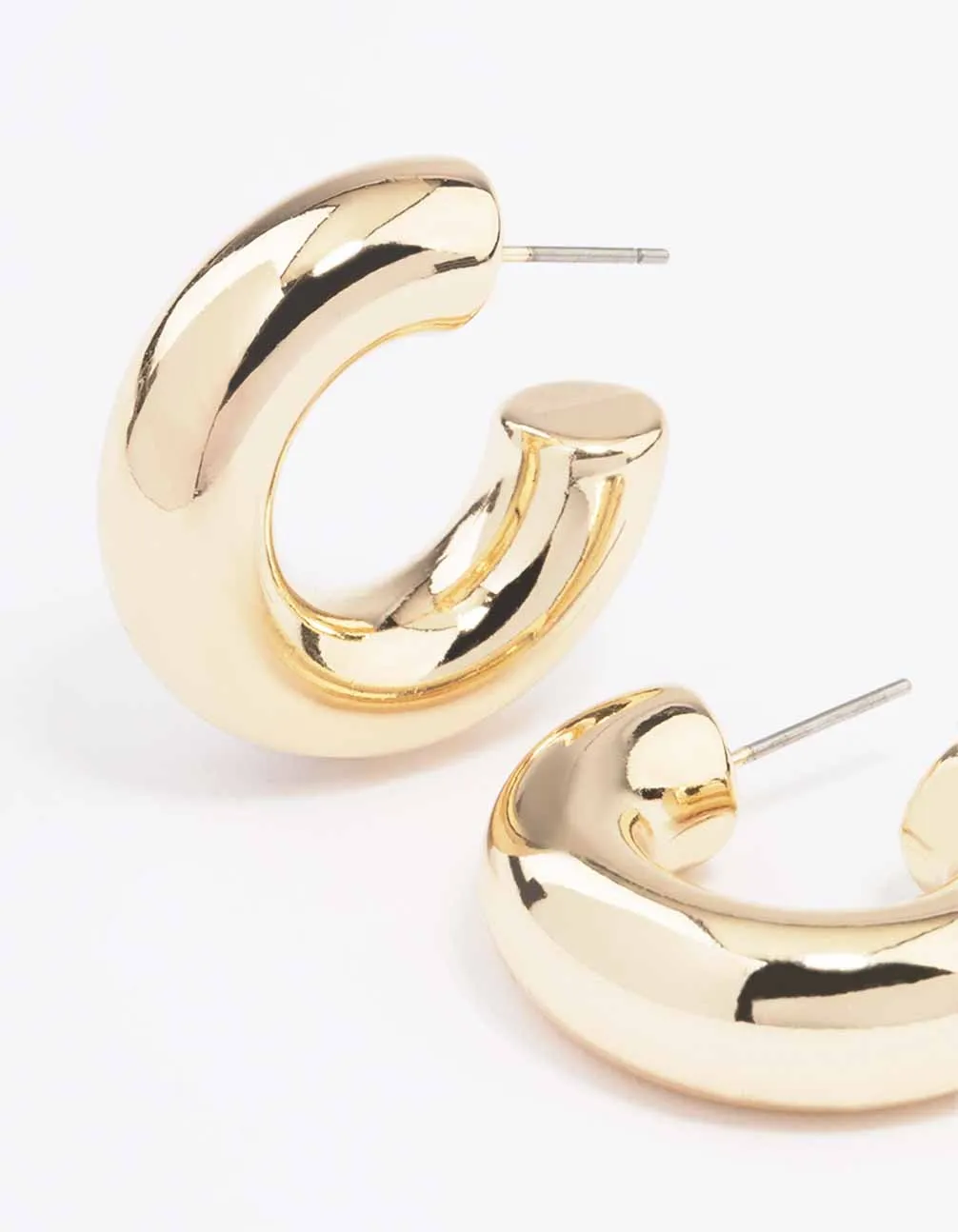 Gold Medium Chubby C-Shape Hoop Earrings