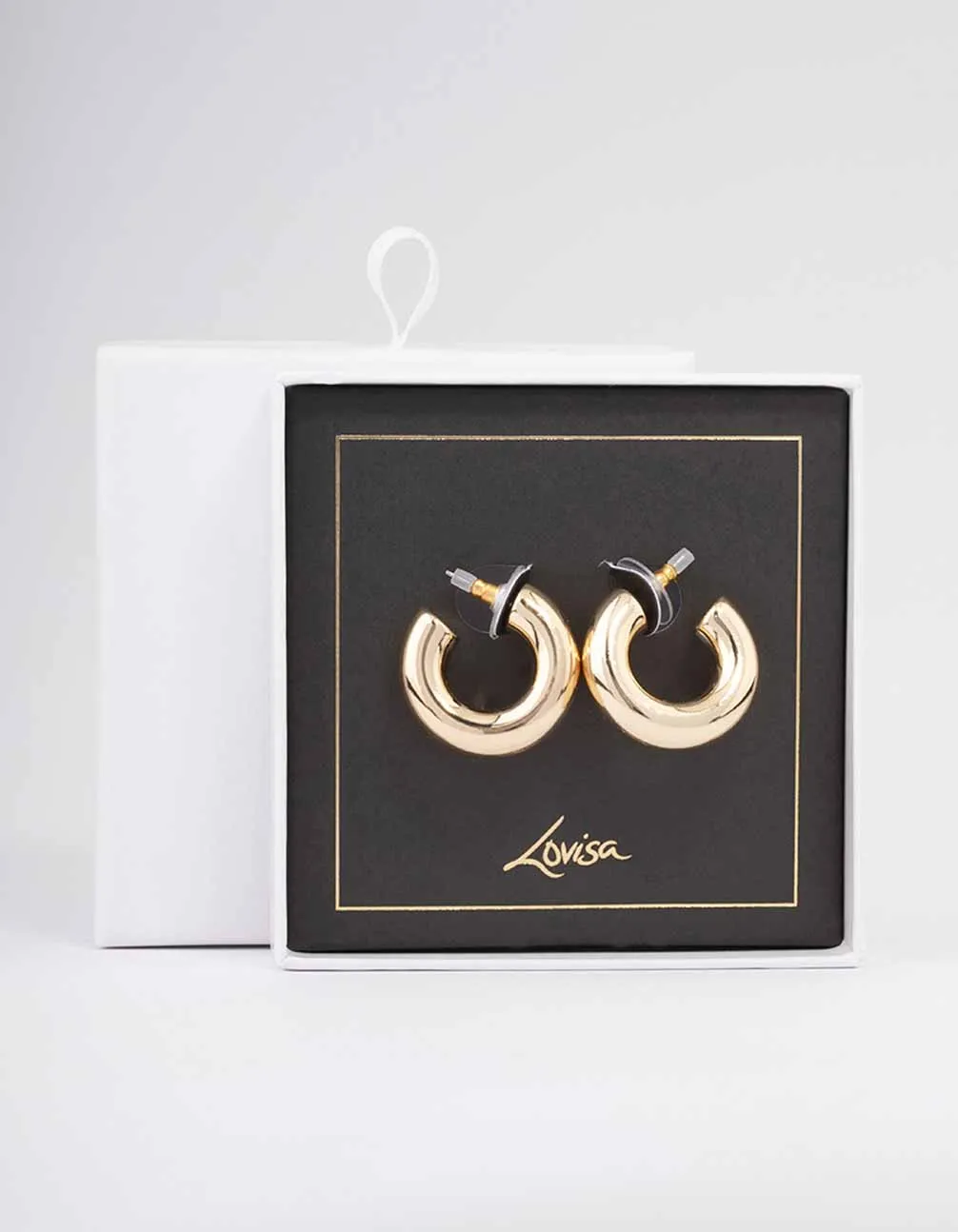 Gold Medium Chubby C-Shape Hoop Earrings