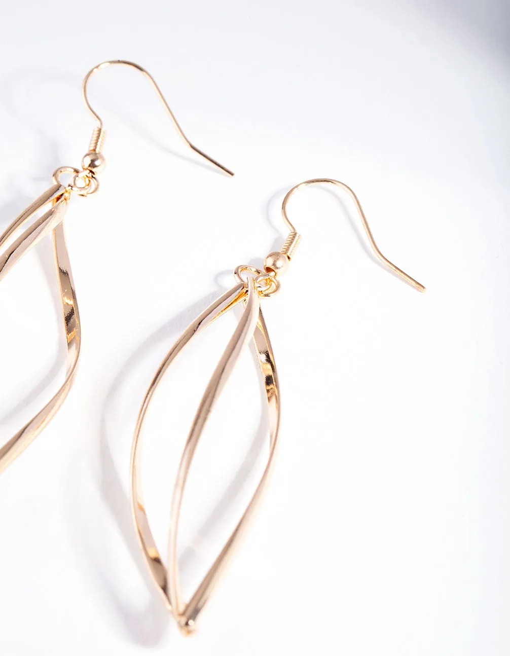 Gold Open Geometric Pod Earrings