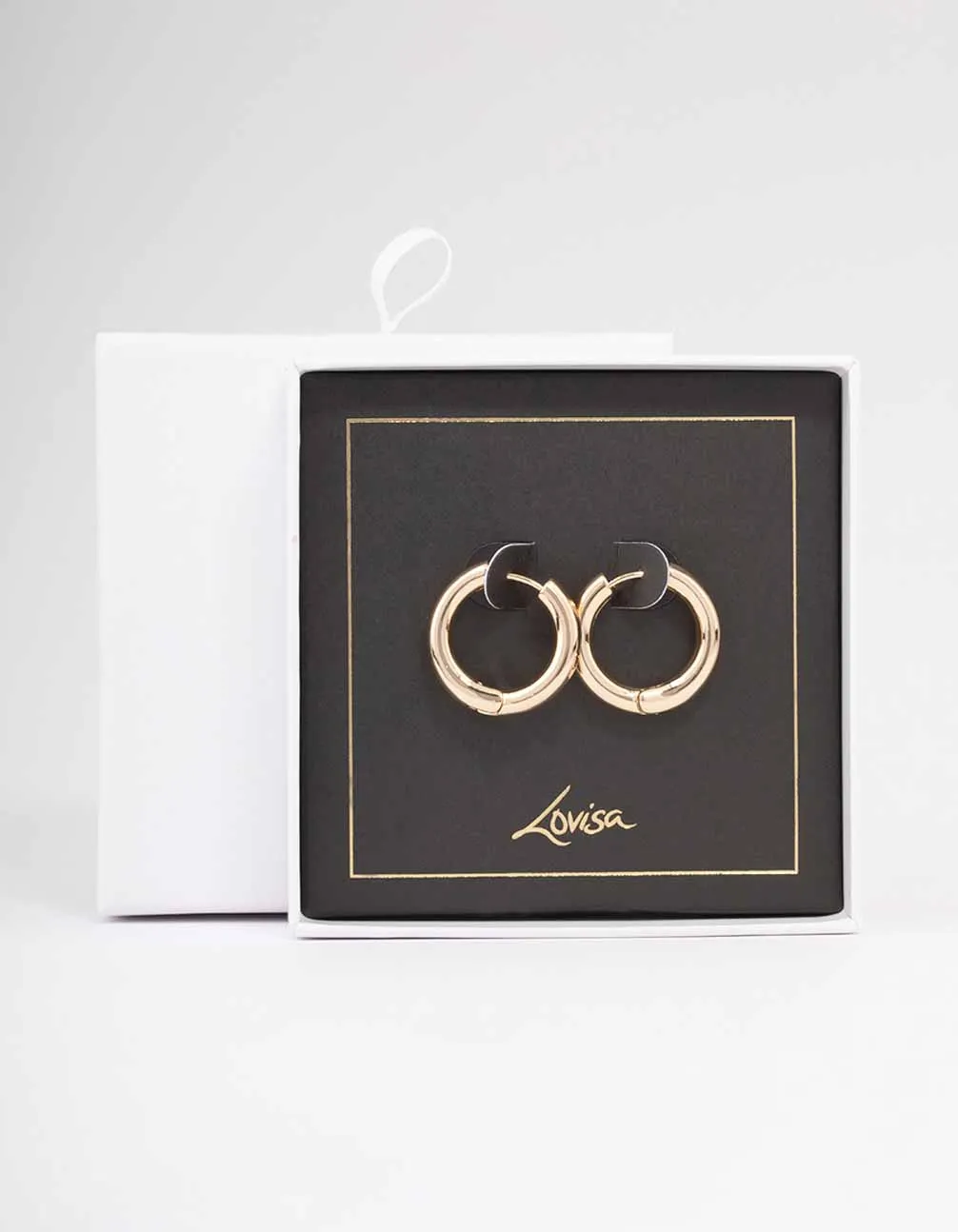 Gold Plain Clicker Hoop Earrings