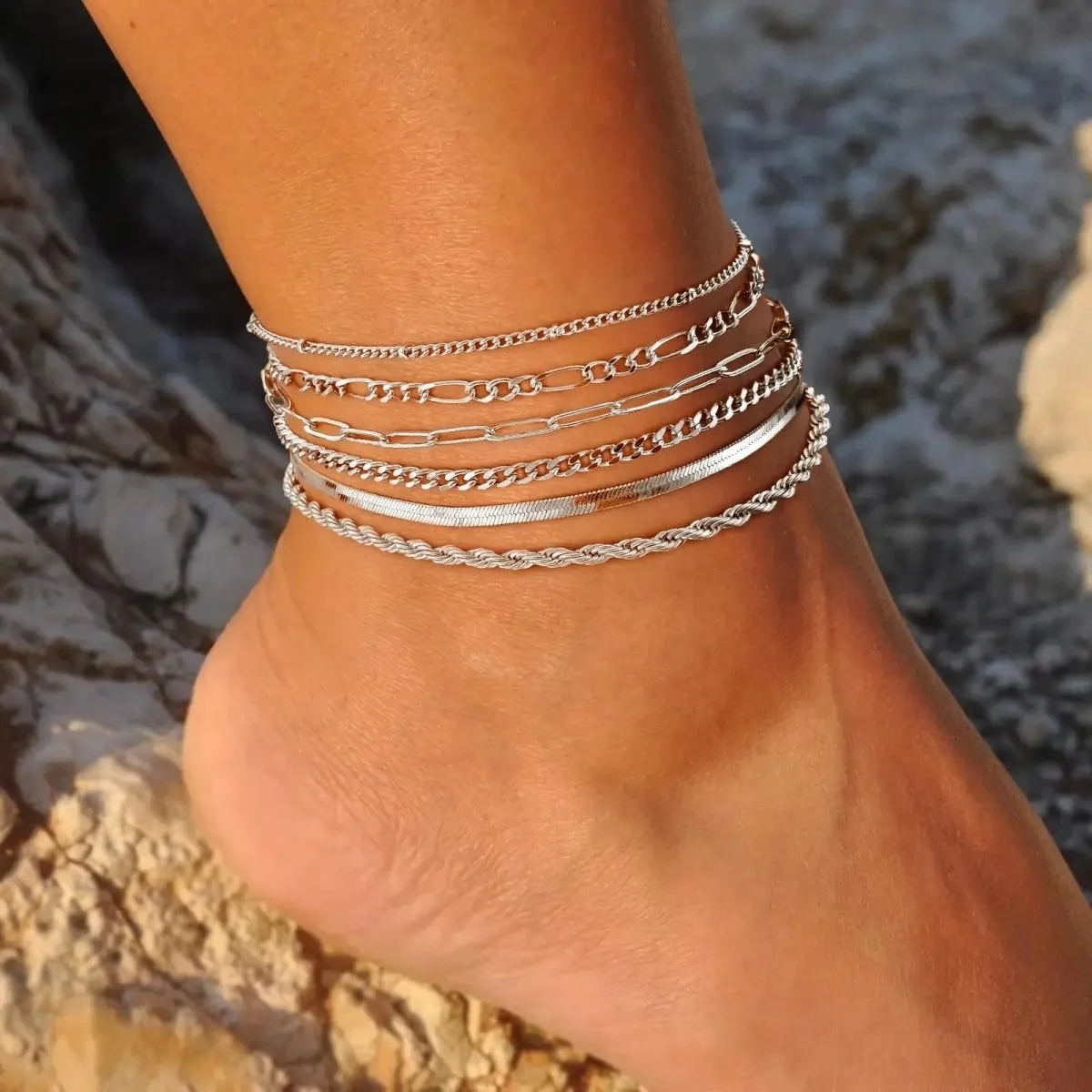 Gold/Silver Ankle Bracelets Summer Beach