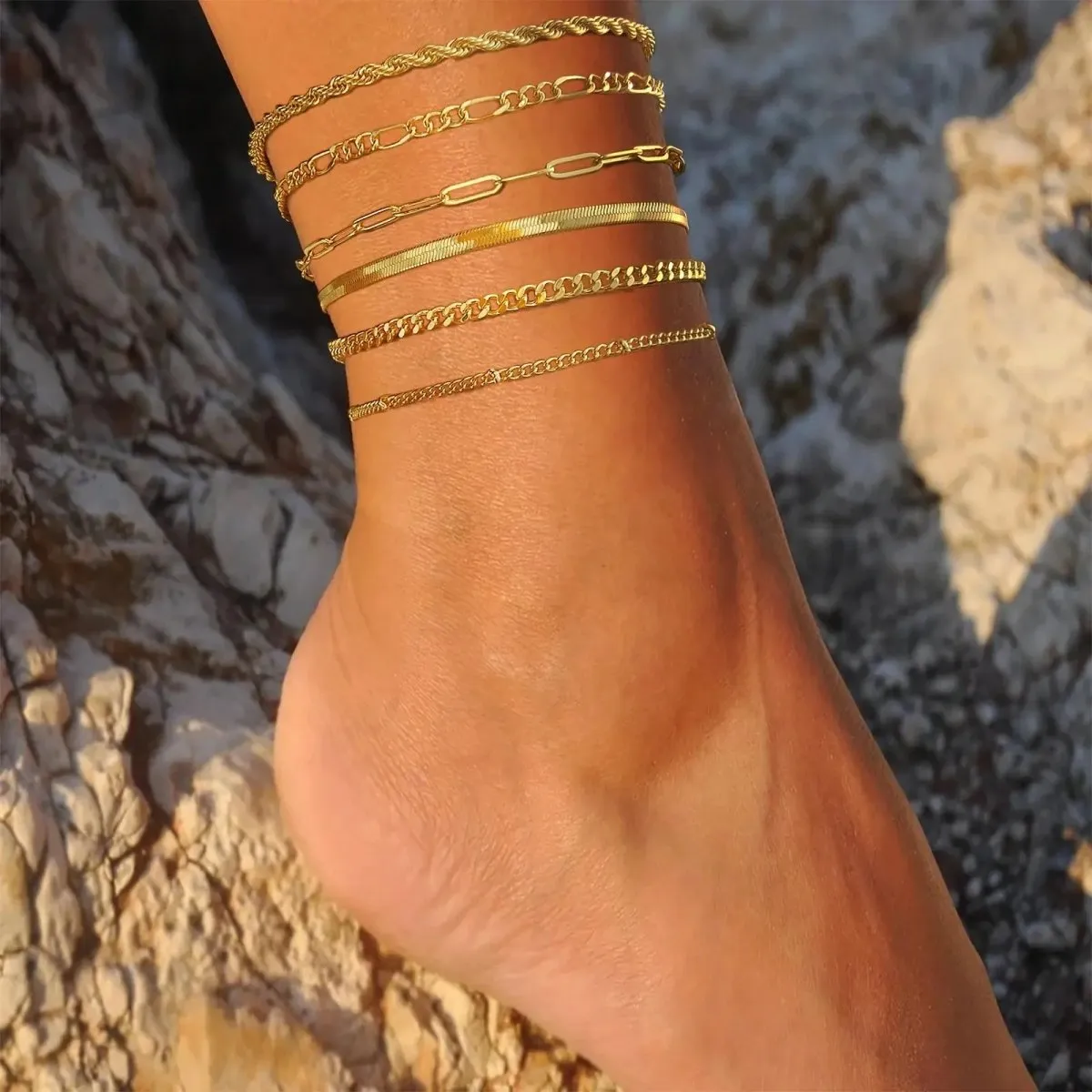 Gold/Silver Ankle Bracelets Summer Beach