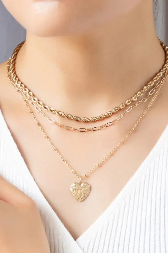 Goldtone Robe Chain Trio Layering Necklace Set