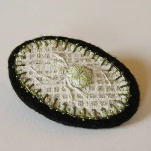 Hand Embroidered Lucky White Spider Arachnida Brooch