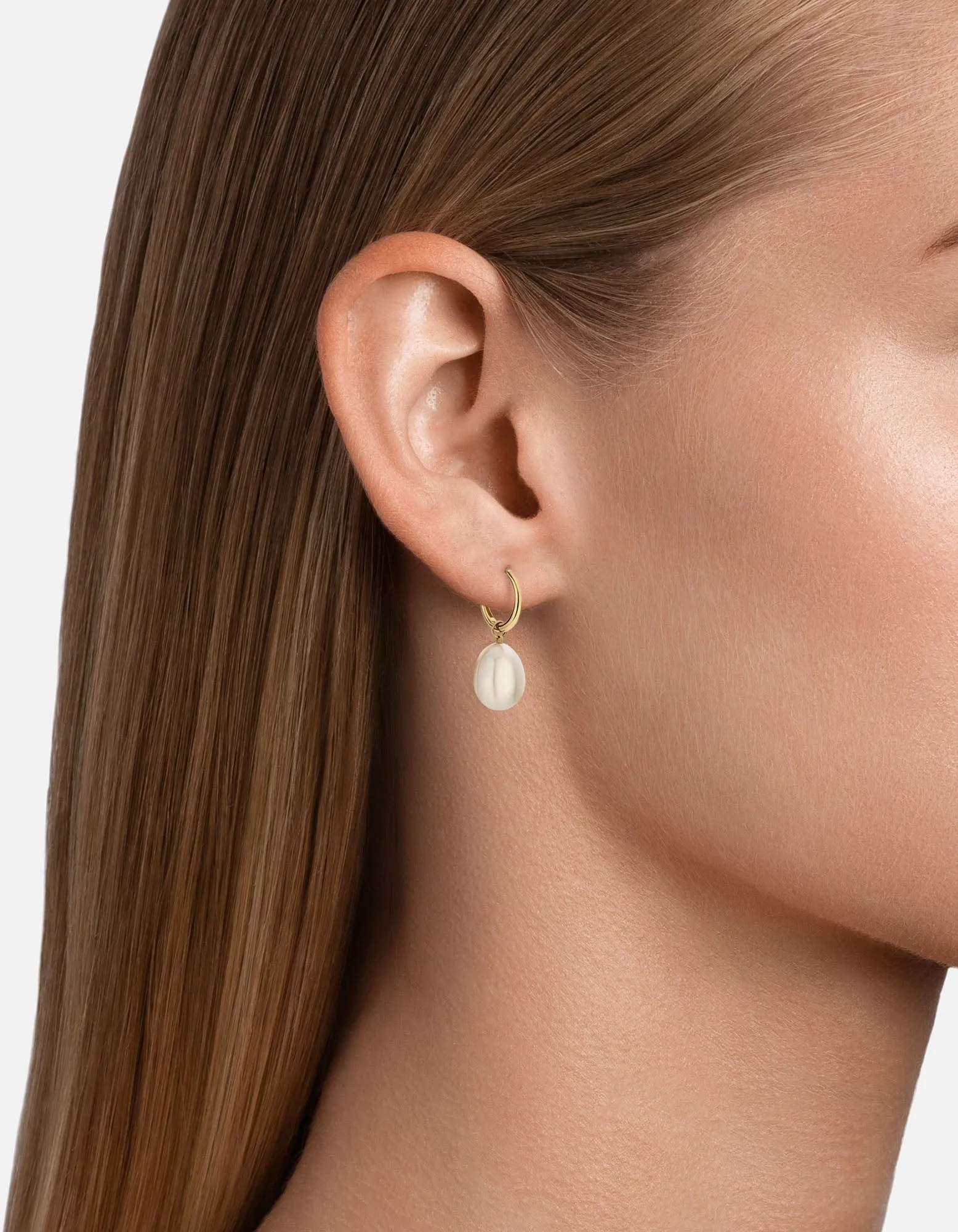 Hera Drop Pearl Earrings, 14k Gold