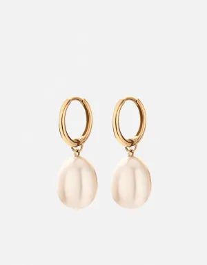 Hera Drop Pearl Earrings, 14k Gold