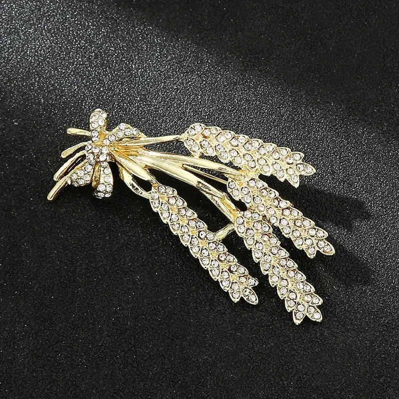 Hip-Hop Shiny Pin Printing Leaf Crown Alloy Hollow Out Inlay Rhinestones Unisex Brooches